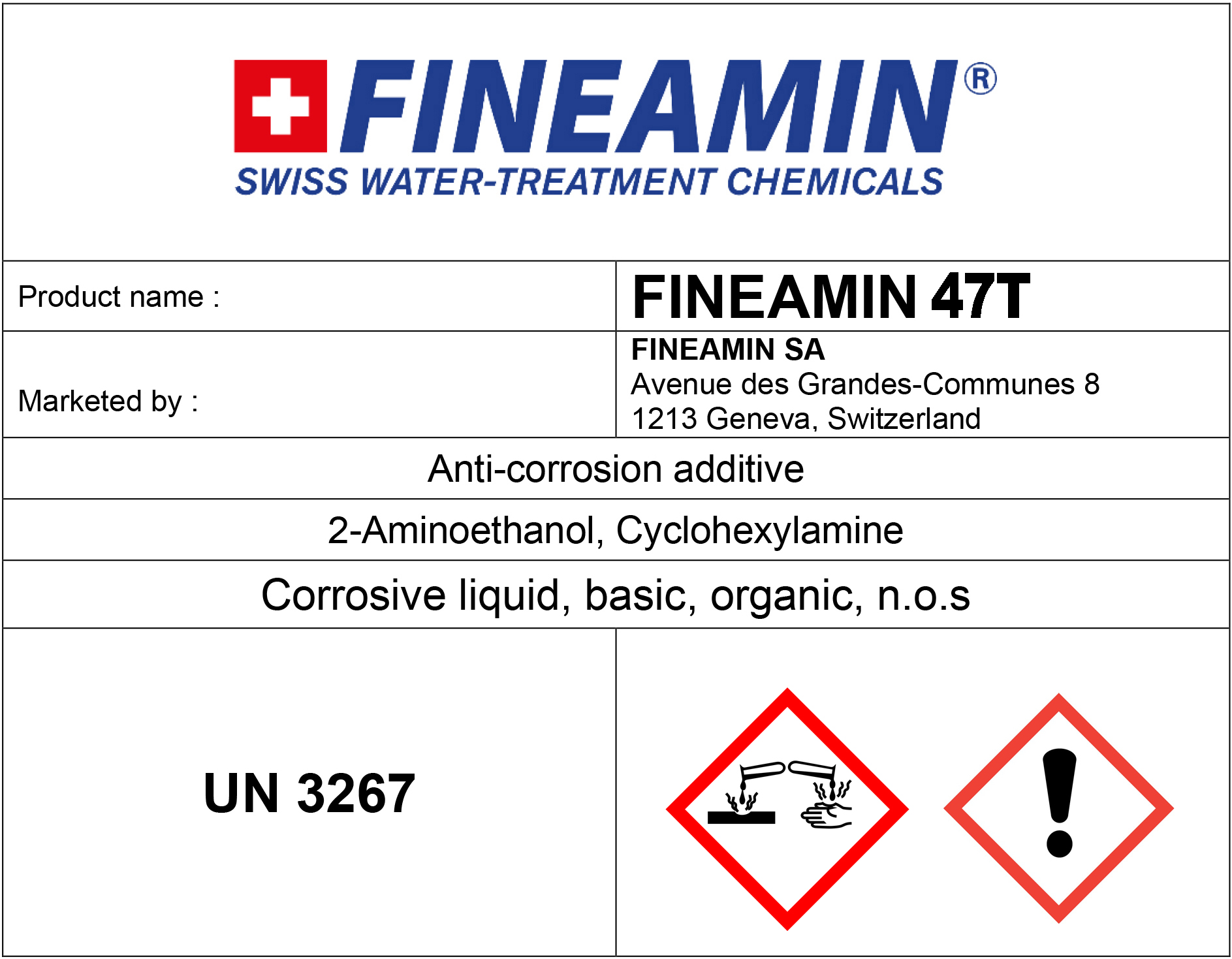 FINEAMIN 47T filming amines cyclohexylamine